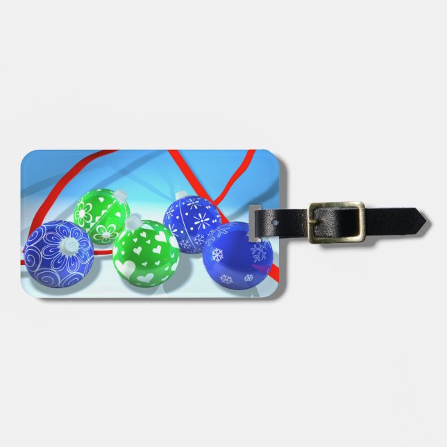 Étiquette À Bagage Ornements de Noël (Devant horizontal)