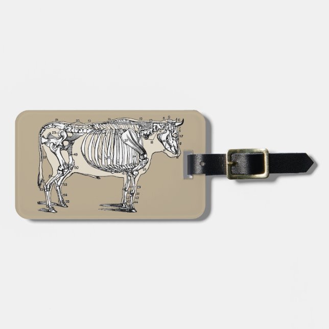 Étiquette À Bagage Os amusants de squelette de vache antique (Devant horizontal)