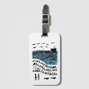 Étiquette À Bagage Où commence la mer Épicerie Océan Dessinée à la