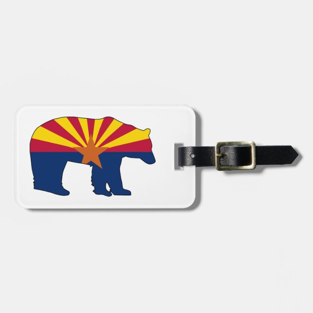 Étiquette À Bagage Ours au drapeau de l'Arizona (Devant horizontal)