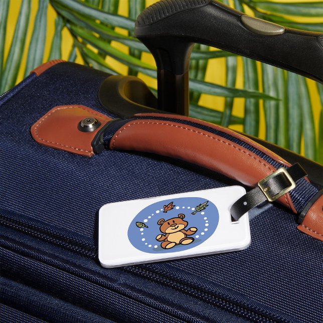 Étiquette À Bagage Ours d'automne avec Feuilles en chute (Créateur téléchargé)