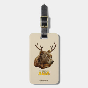 Étiquette À Bagage Ours drôle frais de cerfs communs de bière avec