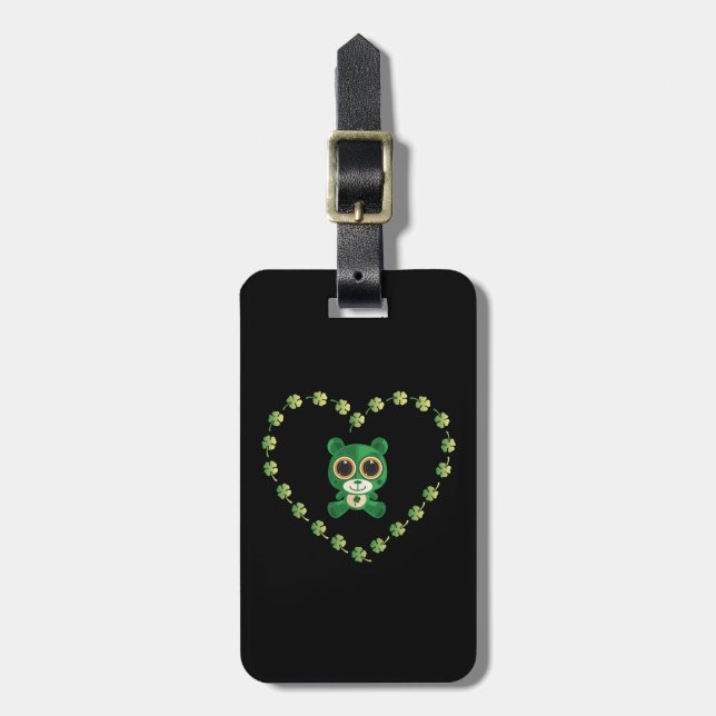 Étiquette À Bagage Ours en peluche de la Saint-Patrick (Devant Vertical)