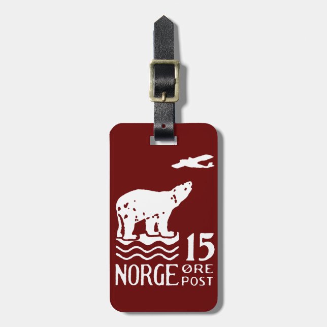 Étiquette À Bagage Ours polaire norvégien 1925 (Devant Vertical)
