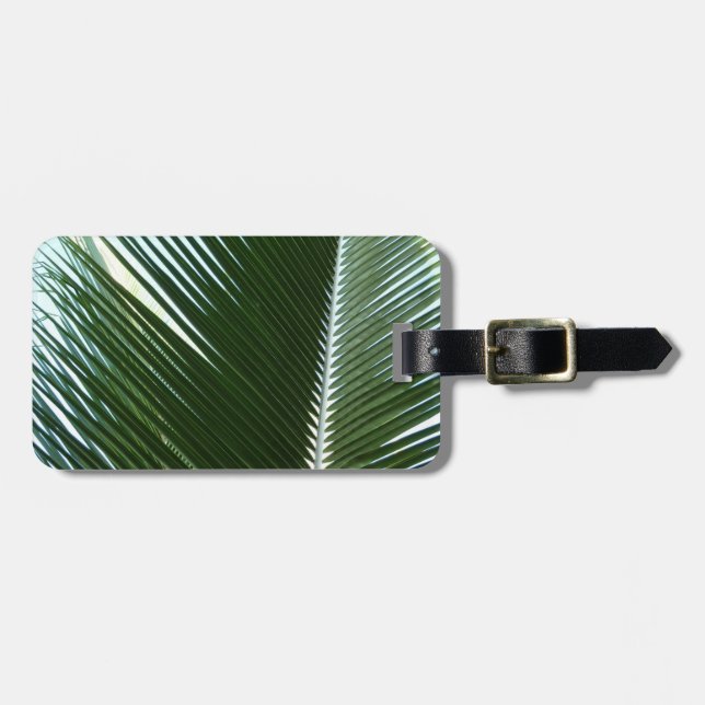 Étiquette À Bagage Overlapping Palm Fronds Tropical Green Abstract (Devant horizontal)