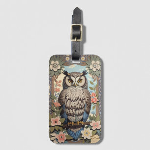 Étiquette À Bagage Owl Pastel Floral William Morris Inspiré