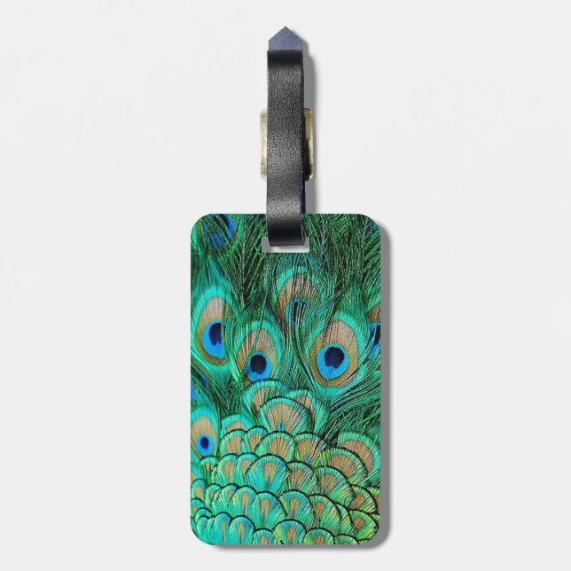 Étiquette À Bagage Pacock Feathages Luggage Tag (Dos Vertical)