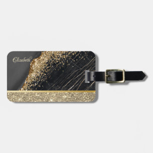 Étiquette À Bagage Paillettes de glitter doré élégant et stylé sur ma