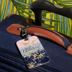 Étiquette À Bagage Paillettes et marbre personnalisés