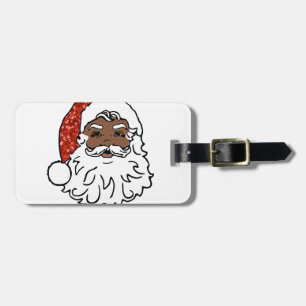 Étiquette À Bagage paillettes noir santa claus