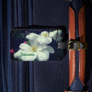 Étiquette À Bagage Paire de fleurs Clematis blanches personnalisée