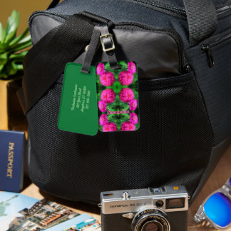 Étiquette À Bagage Paire de fleurs rose Zinnia Abstraite personnalisé