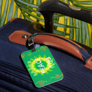 Étiquette À Bagage Paix soit avec vous : Vert et Jaune Inspirants