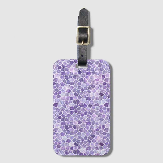 Étiquette À Bagage Pale Lilac Et Patchwork Coblé Violet Terrazo Pa (Devant Vertical)