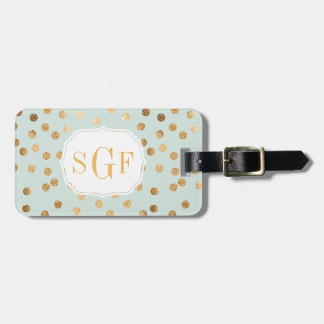 Étiquette À Bagage Pale Mint Blue et Gold Parties scintillant City Do (Devant horizontal)