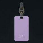 Étiquette À Bagage Pale purple And white I Modern Monogram<br><div class="desc">This modern luggage tag design features a rich pale purple background,  with your initials in bold white text for a look that is simple and stylish,  yet professional.</div>
