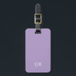 Étiquette À Bagage Pale purple And white I Modern Monogram<br><div class="desc">This modern luggage tag design features a rich pale purple background,  with your initials in bold white text for a look that is simple and stylish,  yet professional.</div>