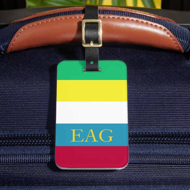Étiquette À Bagage Palette de rayures de monogramme de pique-nique d' (Insitu Rectoal 2)