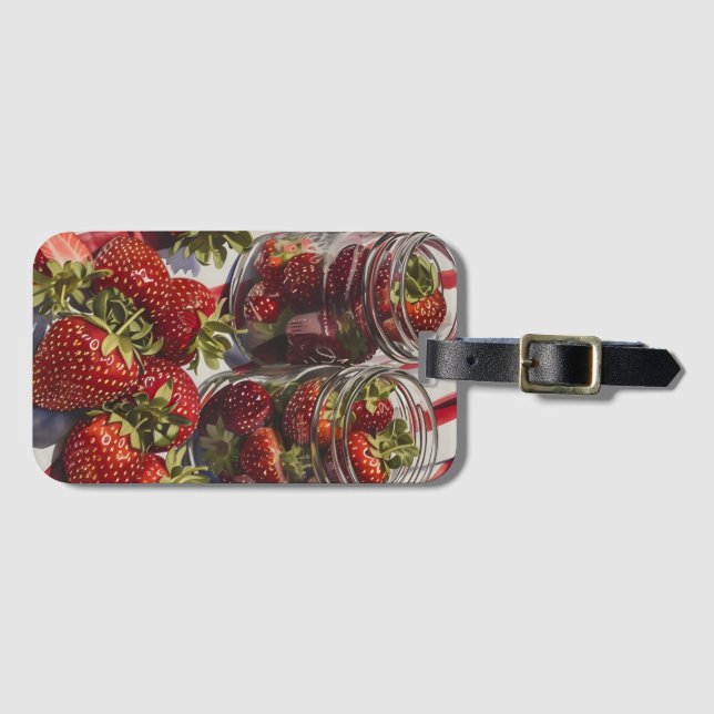 Étiquette À Bagage Palm Springs rose et fraise | Désert de Retro (Devant Horizontal)