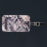 Étiquette À Bagage Palmes d'or de marine et de Rose<br><div class="desc">Belle marine et or rose imprimé tropical.</div>