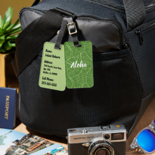 Étiquette À Bagage Palmier Aloha Hawaïen Tropical - Vert