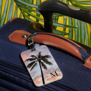 Étiquette À Bagage Palmier Chic au coucher du soleil
