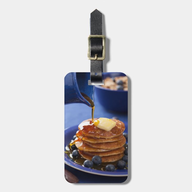 Étiquette À Bagage Pancakes au sirop et aux bleuets (Devant Vertical)
