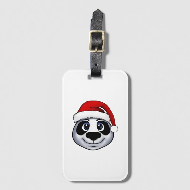 Étiquette À Bagage Panda de Noël (Devant Vertical)