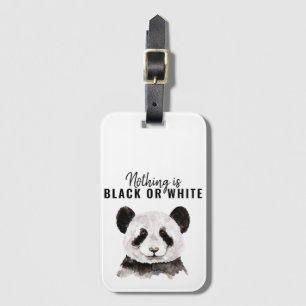 Étiquette À Bagage Panda Funky Moderne Noir Et Blanc Avec Citation