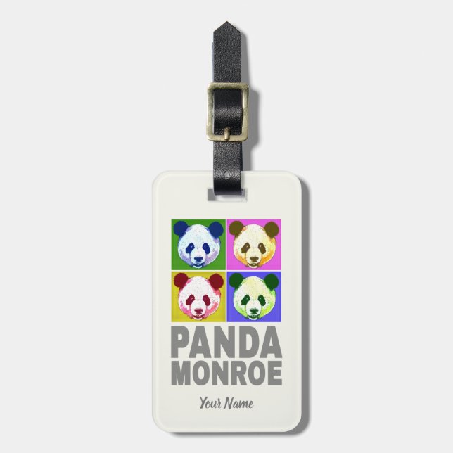 Étiquette À Bagage Panda Monroe Ours Pop Art Portrait (Devant Vertical)