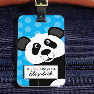 Étiquette À Bagage Panda Ours Bleu Enfants Mignonne Animal