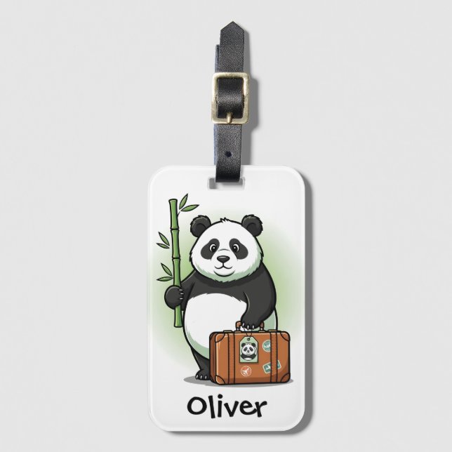 Étiquette À Bagage Panda voyageur mignon Kawaii  (Devant Vertical)