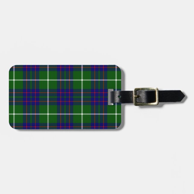Étiquette À Bagage Panier bleu vert tartan MacIntyre (Devant horizontal)