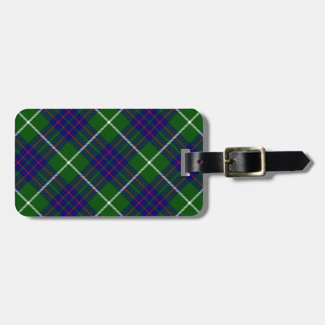 Étiquette À Bagage Panier bleu vert tartan MacIntyre (Devant horizontal)