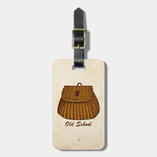 Étiquette À Bagage Panier de pêche de pêche de vieille école (Devant Vertical)