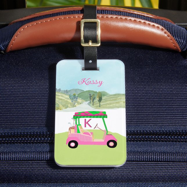 Étiquette À Bagage Panier Pink Watercolor - Mesdames Nom (Créateur téléchargé)