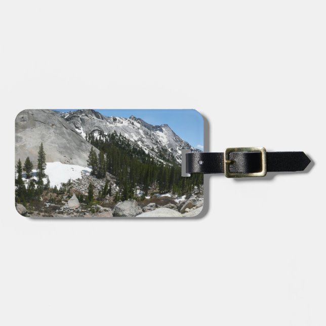 Étiquette À Bagage Panorama en granit neigeux à Yosemite (Devant horizontal)