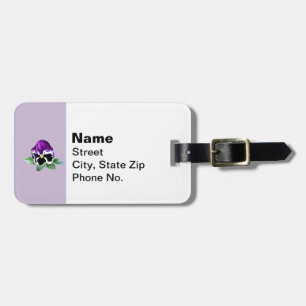 Étiquette À Bagage Pansy pourpre et blanc