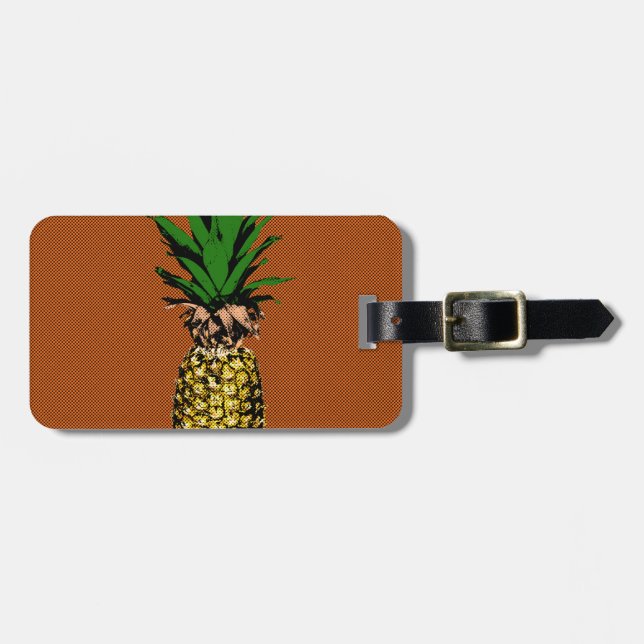 Étiquette À Bagage Papier journal Ananas (Devant horizontal)
