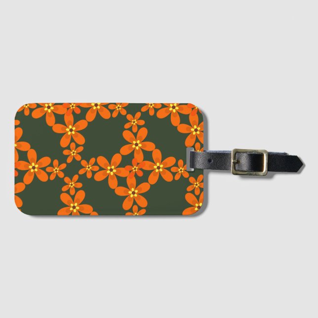 Étiquette À Bagage papier peint rétro orange 1970 (Devant Horizontal)