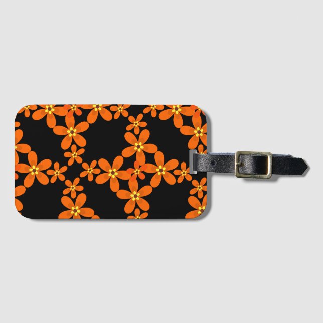 Étiquette À Bagage papier peint rétro orange 1970 (Devant Horizontal)
