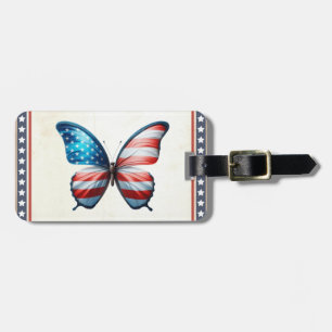 Étiquette À Bagage papillon 4 juillet patriotique américain