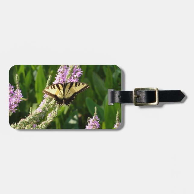 Étiquette À Bagage Papillon à queue d'hirondelle sur des fleurs sauva (Devant horizontal)
