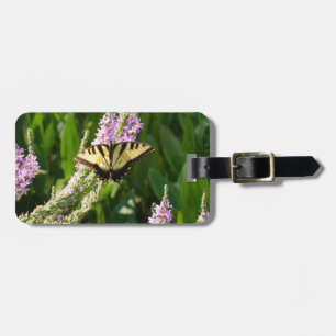 Étiquette À Bagage Papillon à queue d'hirondelle sur des fleurs sauva