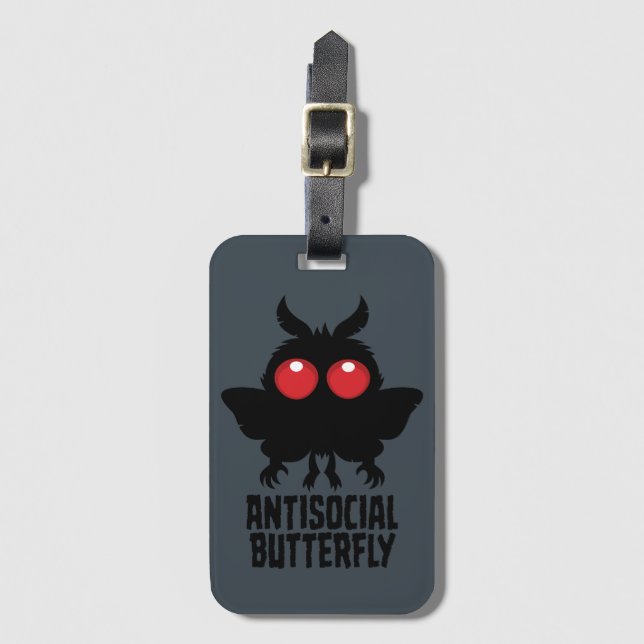 Étiquette À Bagage Papillon Antisocial Mothman Cryptide (Devant Vertical)