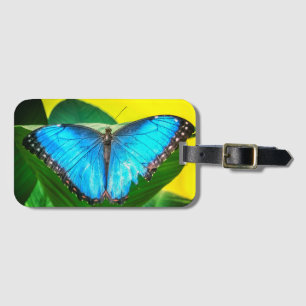Étiquette À Bagage Papillon bleu Morpho Floral Nature Art