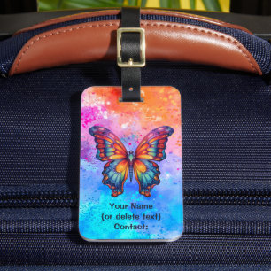 Étiquette À Bagage Papillon Bleu Orange ailes