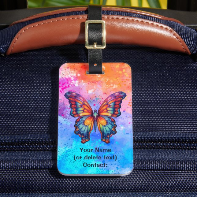 Étiquette À Bagage Papillon Bleu Orange ailes (Insitu Rectoal 2)
