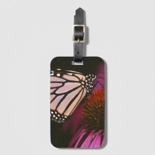 Étiquette À Bagage Papillon de monarque et fleur pourpre