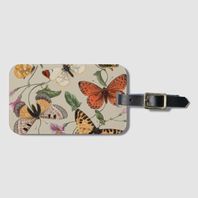 Étiquette À Bagage Papillon Moth Nature Collection Dessin (Devant Horizontal)